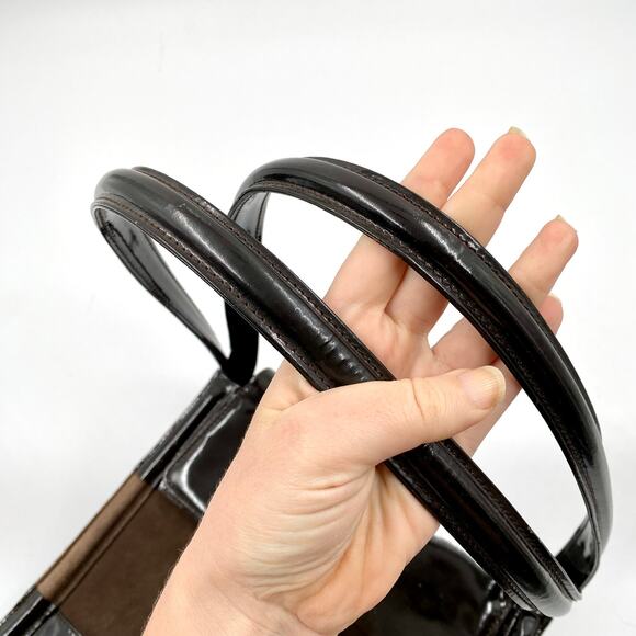 Gucci Brown Patent leather Shoulder Bag Tote Suede 90's Y2K Vintage FLAWED - Picture 10 of 15